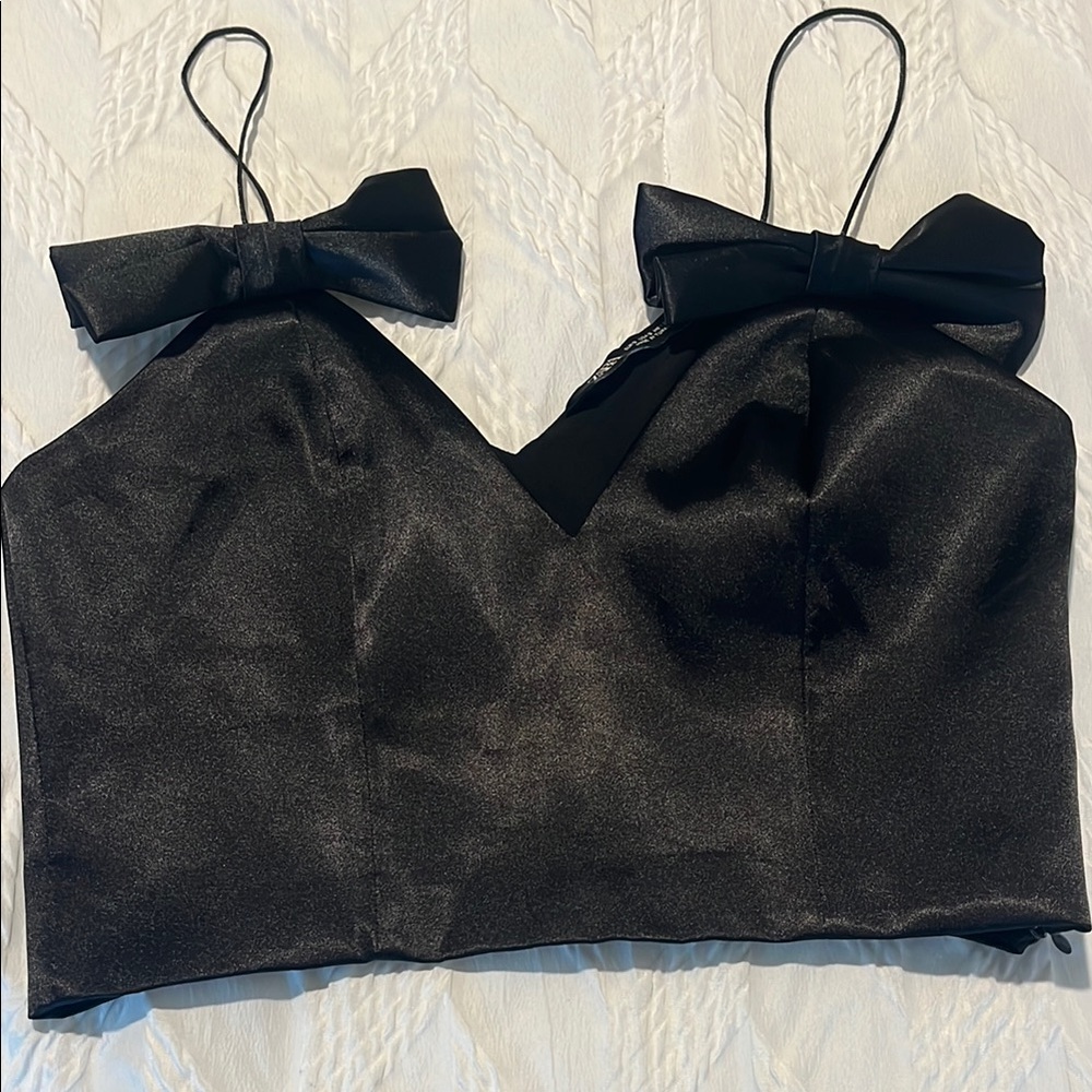 Zara Black Bustier Camisole with Tie Front